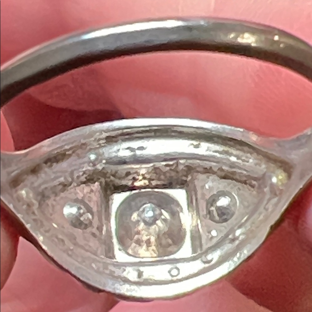 Antique Art Deco Uncas Signed Paste Diamond Sterling Silver Ring - Picture 9 of 10